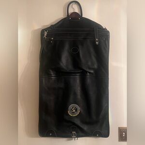 ROOTS Black Leather Garment Bag - Wayne Gretzky Foundation Special Edition .